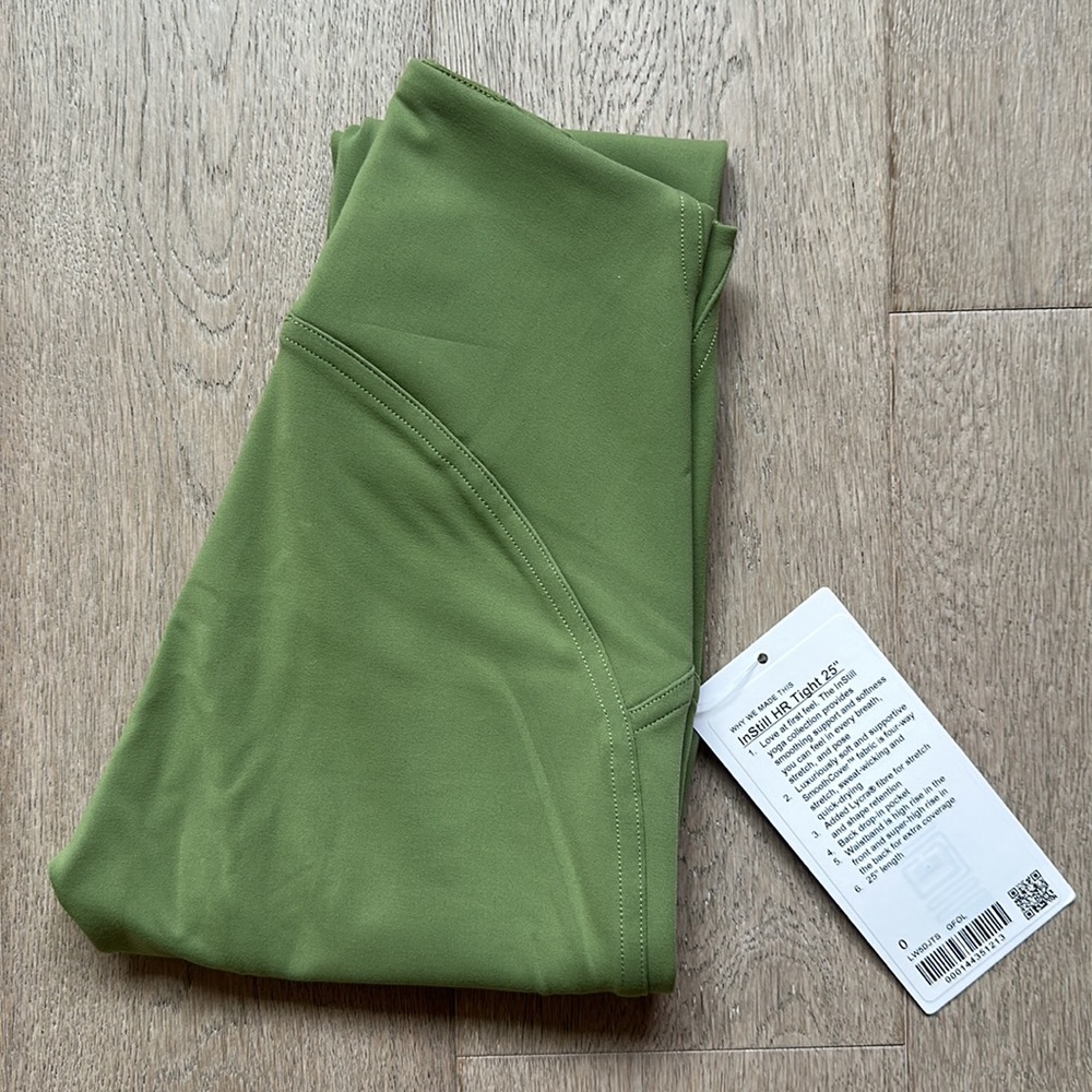 instill tights 25" green foliage size 0 lululemon nwt